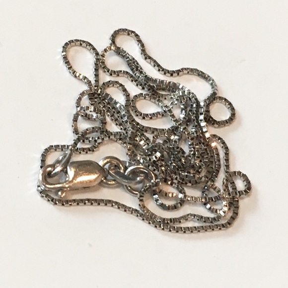 Solid 14K White Gold Box Link 18” Neck Chain Necklace Lobster Claw Clasp - Picture 5 of 12